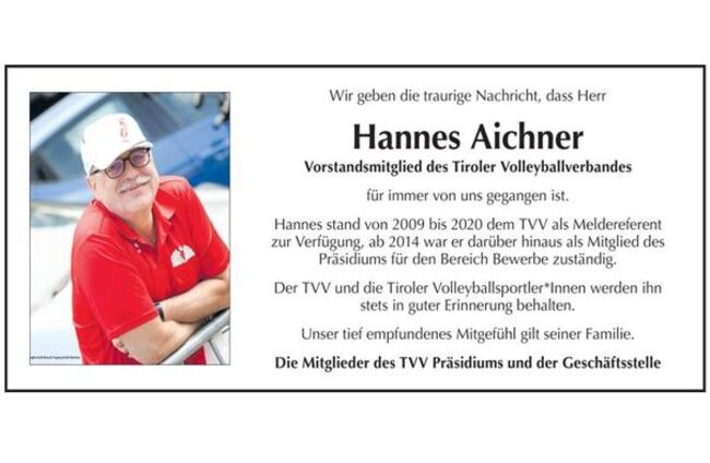 Die Tiroler Volleyball-Familie trauert um Hannes Aichner